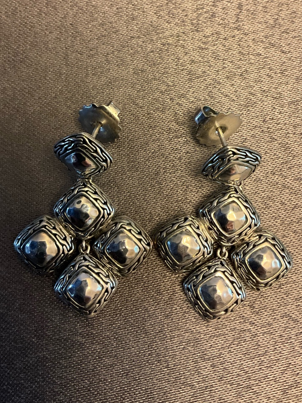 John Hardy Silver Heritage Quadrangle Earrings